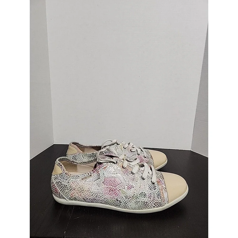 Mephisto - Ketty - Pink Boa Cap Toe Lightweight Women Sneakers SZ10 Snake
